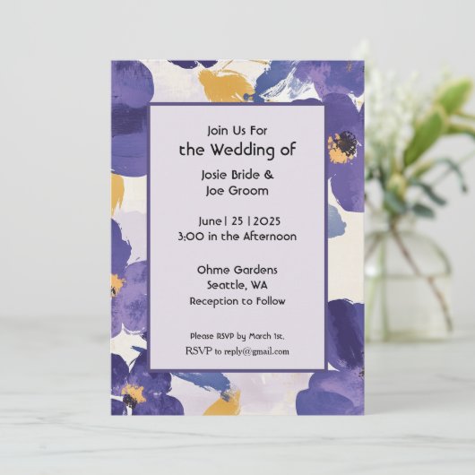 Frische lila Blume Einladung (Stehend Vorderseite)