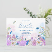 Frische lila Blütenblüte Abschluss Einladung (Stehend Vorderseite)