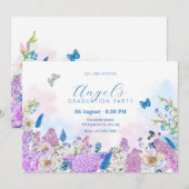 Frische lila Blütenblüte Abschluss Einladung (Vorne/Hinten)