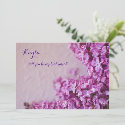 Frische lila Lila auf Textur Einladung (Stehend Vorderseite)