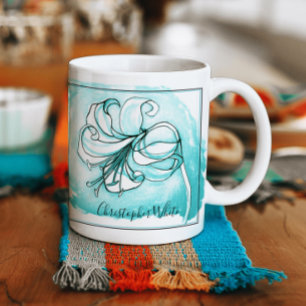 Frische Lily Art Lila Aquamarine Elegante Blumenvo Kaffeetasse