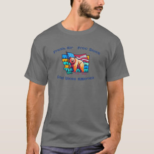 Frische Luft Freie Himmel Gott segne Amerika Mont T-Shirt