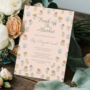 Frische Markt-Skizze Florale Brautparty-Einladung Einladung