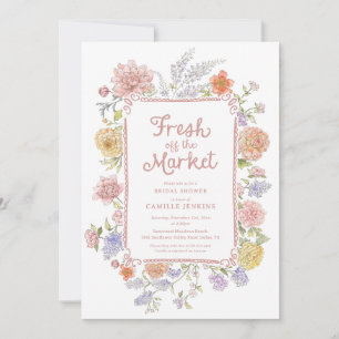 Frische Marktblumen Brautparty Einladung