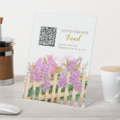 Frische Markthonigmond Fonds Schild, QR-Code Braut Sockelschild (In SItu)