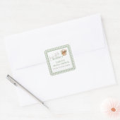Frische Marktsalbei-Gingham-Brautabschied-Danksagu Quadratischer Aufkleber (Umschlag)