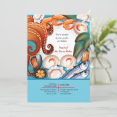 Frische Meeresfrüchte Abendessen Party Einladung (Stehend Vorderseite)