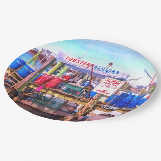 Frische Meeresfrüchte Pappteller (Schrägansicht)