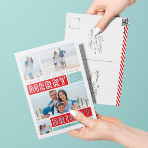 Frische Merry & Bright Holiday Silver Foil Postkar Folien Feiertagspostkarte