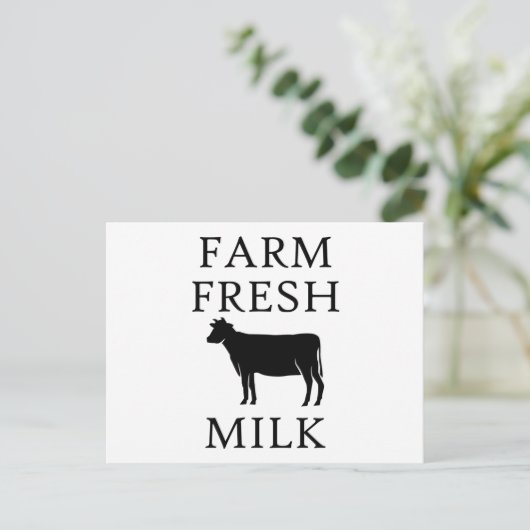 Frische Milch, Kuh Postkarte (Stehend Vorderseite)