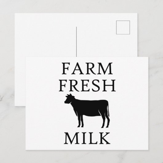 Frische Milch, Kuh Postkarte (Vorne/Hinten)