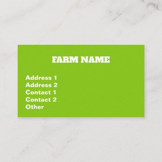 Frische Milch Visitenkarte (Rückseite)