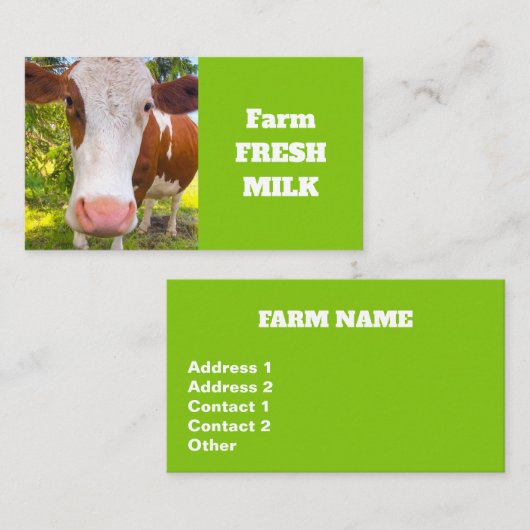 Frische Milch Visitenkarte (Vorne/Hinten)