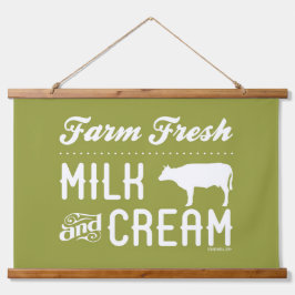 FRISCHE MILCH WANDTEPPICH MIT HOLZRAHMEN