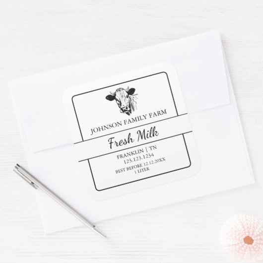 Frische Milchmarkierung Quadratischer Aufkleber (Umschlag)