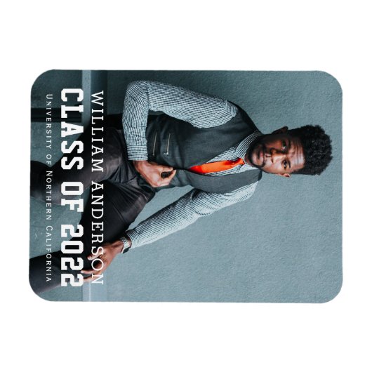 Frische Minimalistische Foto Blue Abschluss Ankünd Magnet (Horizontal)