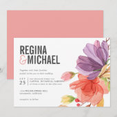 Frische moderne Wildblumen Einladung (Vorne/Hinten)