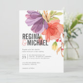 Frische moderne Wildblumen Einladung (Stehend Vorderseite)