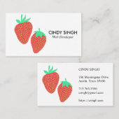 FRISCHE OBST: Erdbeeren illustriert Visitenkarte (Vorne/Hinten)