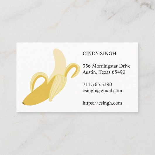 FRISCHE OBST: illustrierte Bananen Visitenkarte (Rückseite)