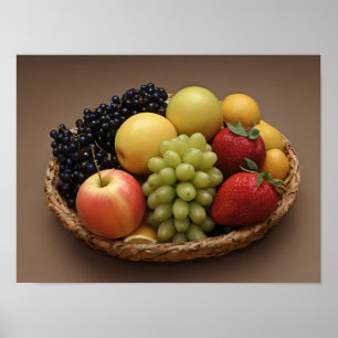 Frische Obstkorb Bunte Gesunde Lebensmittel Foto Poster