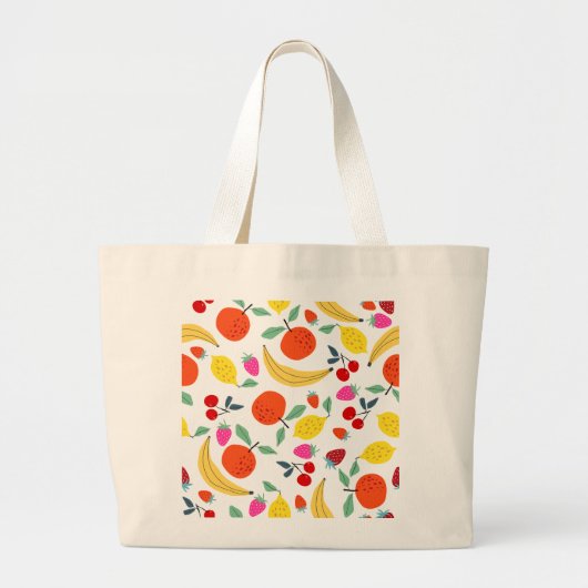 Frische Obstmedley Farbige Muster Jumbo Stoffbeutel (Vorne)