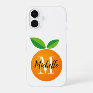 Frische Orange Frucht individuelles Monogramm iPho iPhone 16 Hülle