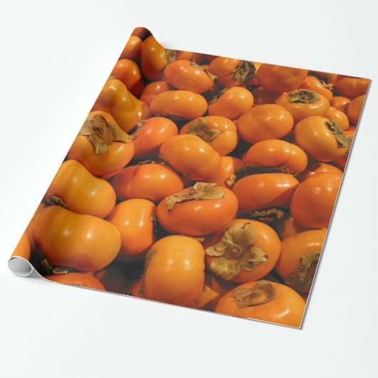 Frische orange Persimone-Früchte Geschenkpapier (Ungerollt)