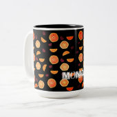 Frische Orangenfrüchte Scheiben und Zimt Zweifarbige Tasse (Vorderseite Links)