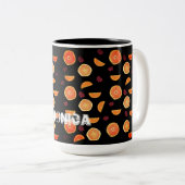 Frische Orangenfrüchte Scheiben und Zimt Zweifarbige Tasse (VorderseiteRechts)