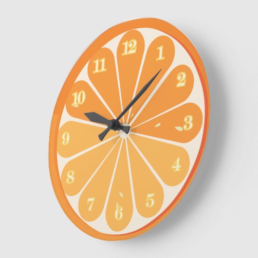 Frische Orangenschleifwand: Zitrusfrüchte Große Wanduhr (Winkel)