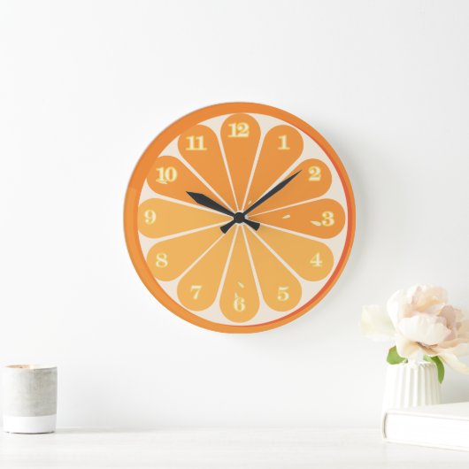 Frische Orangenschleifwand: Zitrusfrüchte Große Wanduhr (Zuhause)