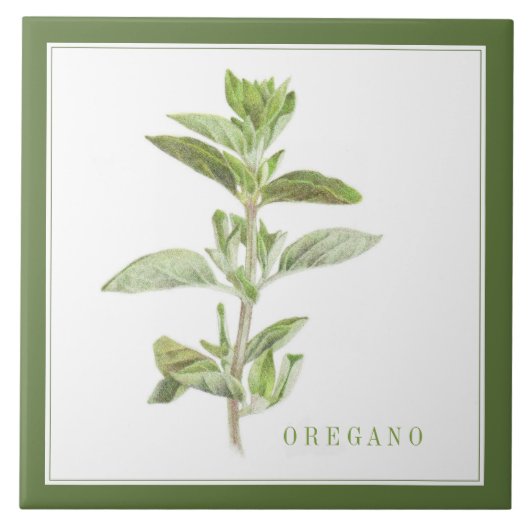 FRISCHE OREGANO 6x6 Keramik Tile (+text) Grün Fliese (Vorderseite)