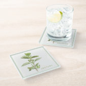 FRISCHE OREGANO Glasgetränkekappe (+Text) Glasuntersetzer (Schrägansicht)
