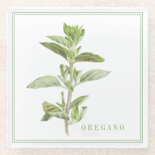 FRISCHE OREGANO Glasgetränkekappe (+Text) Glasuntersetzer (Vorderseite)