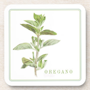 FRISCHE OREGANO-HartplastikUntersetzer (+text) Getränkeuntersetzer
