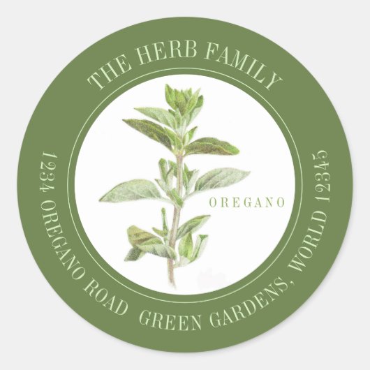 FRISCHE OREGANO Kleine Umschlag Aufkleber - Grün (Vorderseite)