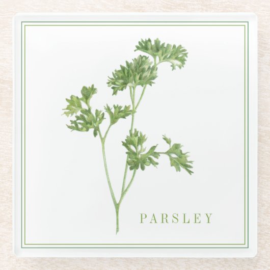 FRISCHE PARSLEY-Glasgetränkekappe (+Text) Glasuntersetzer (Vorderseite)