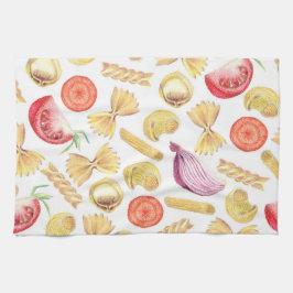 Frische Pasta und Tomatos Mix Geschirrtuch