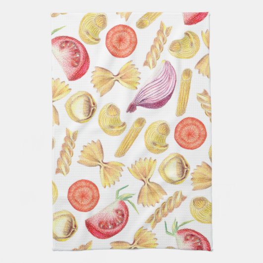 Frische Pasta und Tomatos Mix Geschirrtuch (Vertikal)