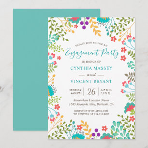 Frische Pastell-Blumengarten-Hochzeitsparty Einladung