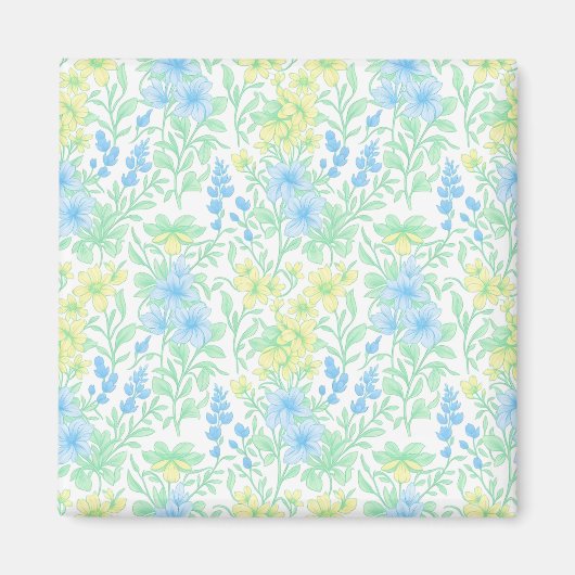 Frische Pastell-Blumenmuster Magnet (Vorne)