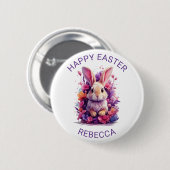 Frische Pastelle Ostern Bunny & Watercolor Florenz Button (Vorne & Hinten)