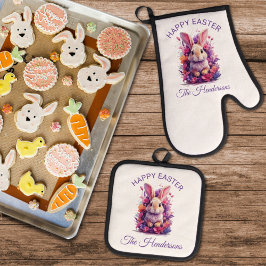 Frische Pastelle Ostern Bunny & Watercolor Florenz Ofenhandschuh & Topflappen-Set