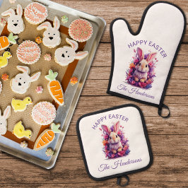 Frische Pastelle Ostern Bunny & Watercolor Florenz Ofenhandschuh & Topflappen-Set