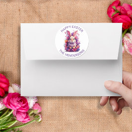 Frische Pastelle Ostern Bunny & Watercolor Florenz Runder Aufkleber