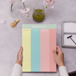 Frische Pastelle Retro Lebensmittelgeschäft Notizblock