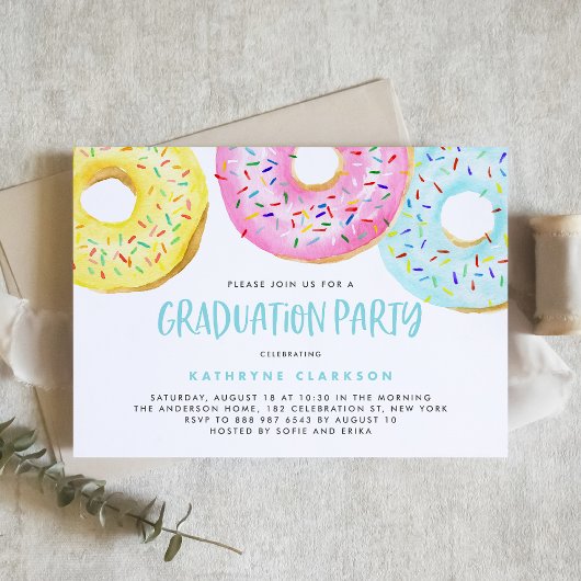 Frische Pastelle Sprinkle Donuts Graduierungsparty Einladung