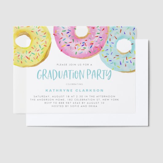 Frische Pastelle Sprinkle Donuts Graduierungsparty Pergament Einladungen (Versetzt)