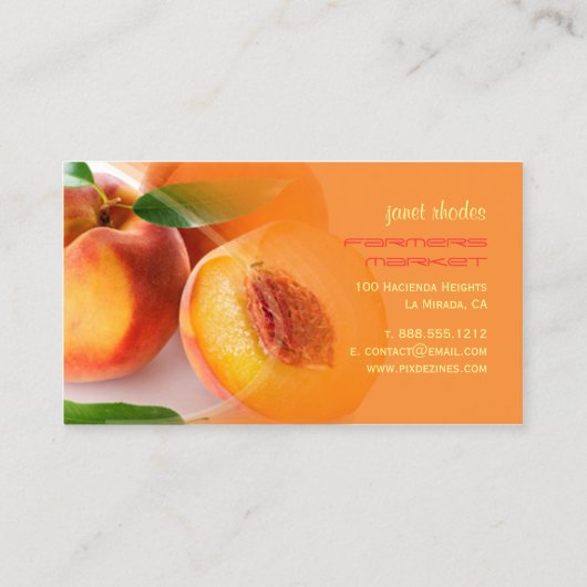 Frische Pfirsiche Visitenkarte (Rückseite)